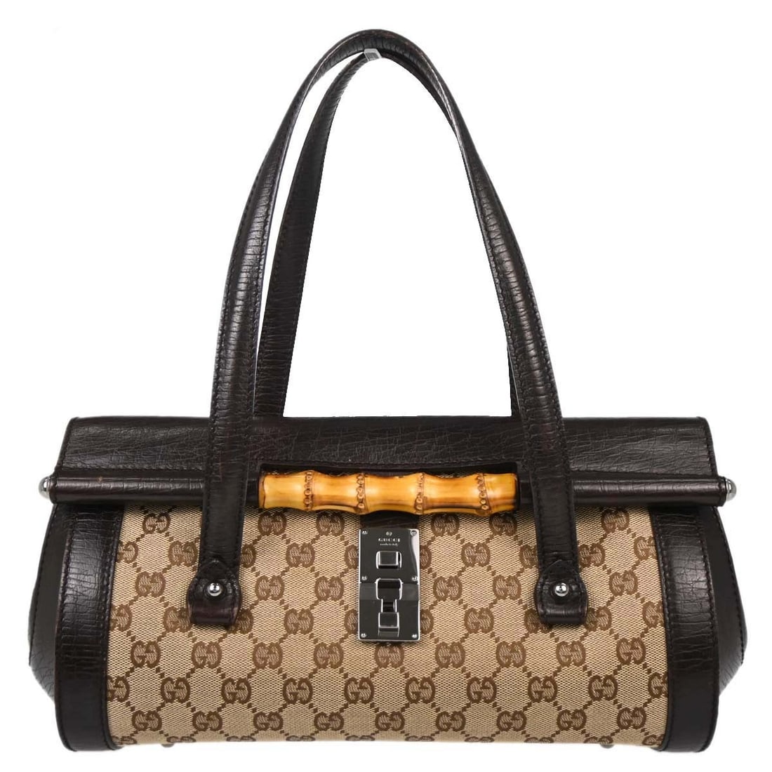 Gucci GG Canvas Top Handle Bag with Bamboo Brown 111713 002058 (1 of 18)
