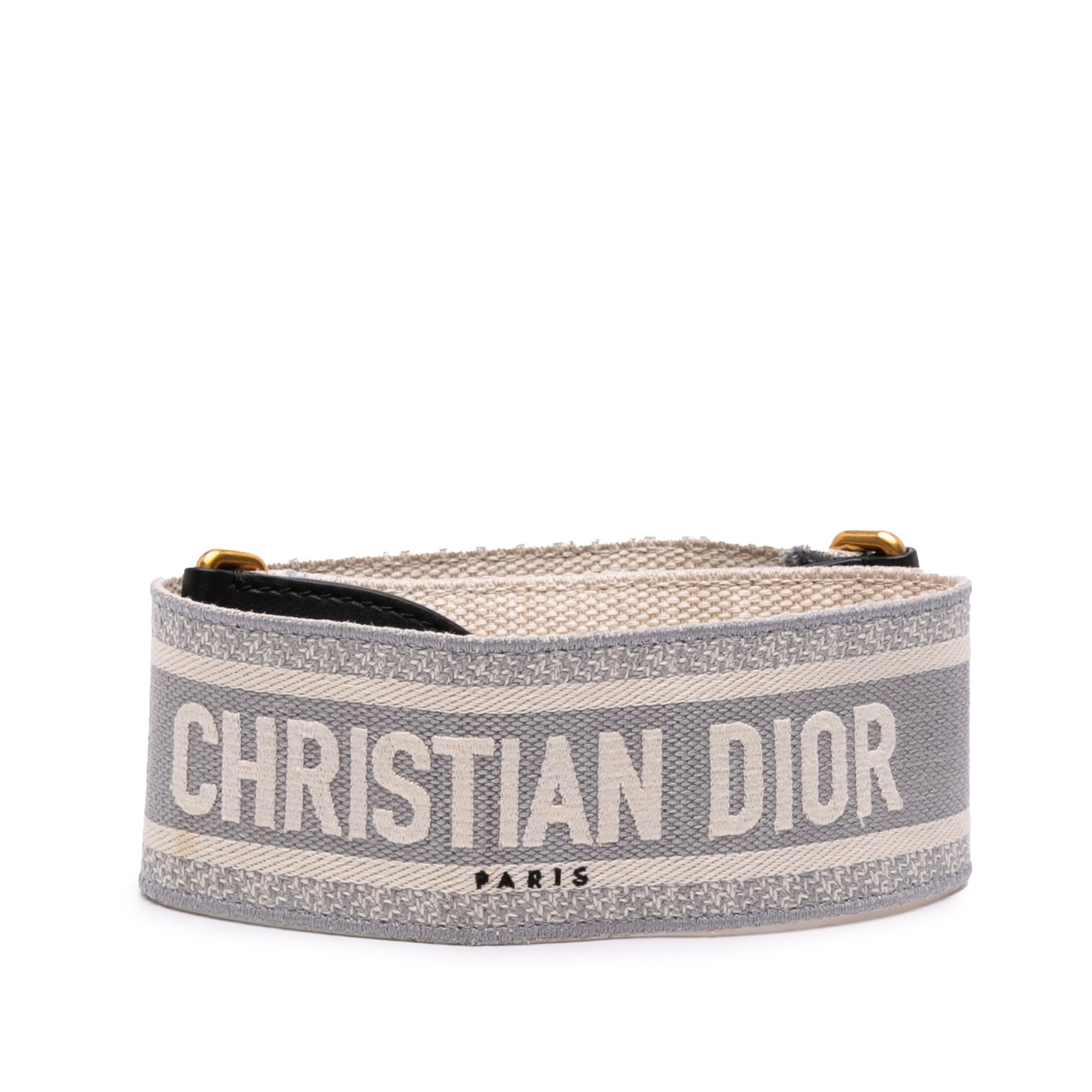 Dior Gray Embroidered Canvas Logo Bag Strap Italy (1 of 3)