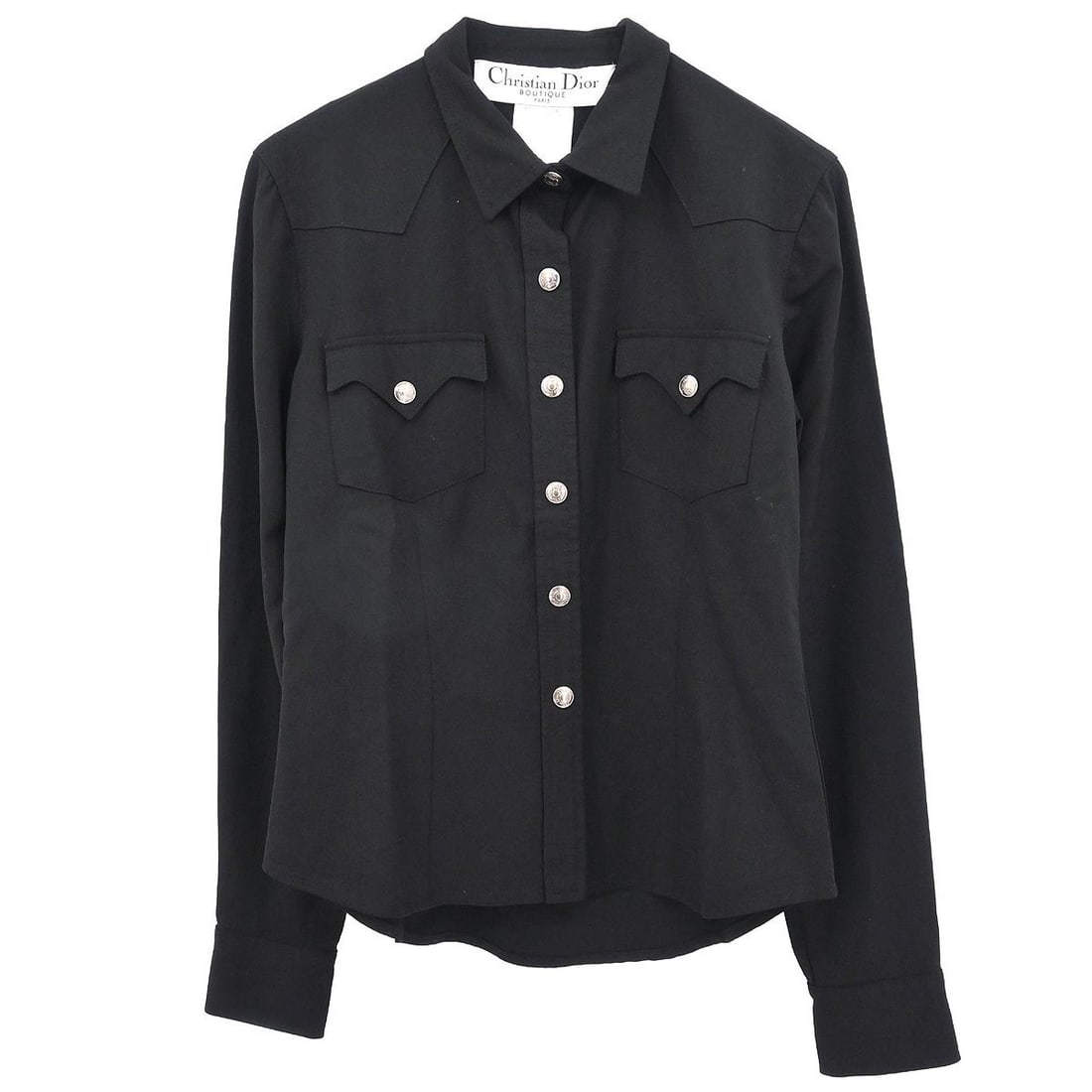 Dior Black Collared Long Sleeve Blouse Women's Size 36 (1 of 11)