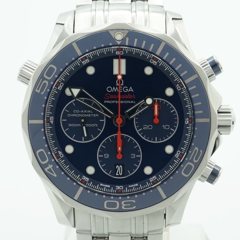 OMEGA Seamaster Diver 300m Chronograph 212.30.42.50.03.001 Men's Watch: OMEGA Seamaster Diver 300m Chronograph 212.30.42.50.03.001 Men's Watch OMEGA Seamaster Diver 300m Co-Axial Chronograph men's wristwatch in pre-owned condition. It features an automatic mechanical move