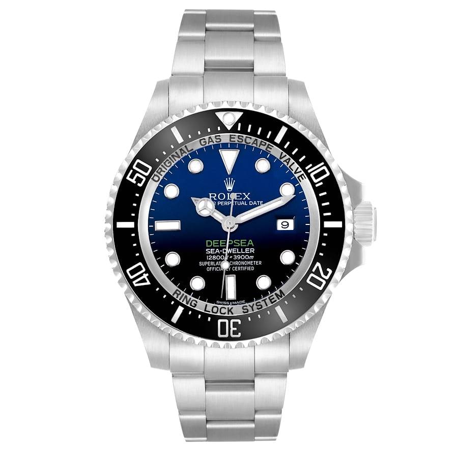 Rolex Sea-Dweller Deepsea James Cameron 116660 Blue Black Dial Oyster 2015: Rolex Sea-Dweller Deepsea James Cameron 116660 Blue Black Dial Oyster 2015 This Rolex Sea-Dweller Deepsea James Cameron features a distinctive dark blue and black dial, a rotating bezel, and is paired