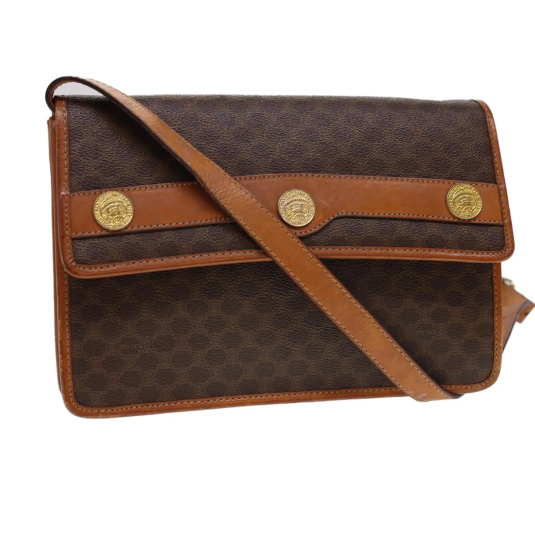 Celine Vintage Macadam shoulder bag in brown canvas leather (1 of 18)