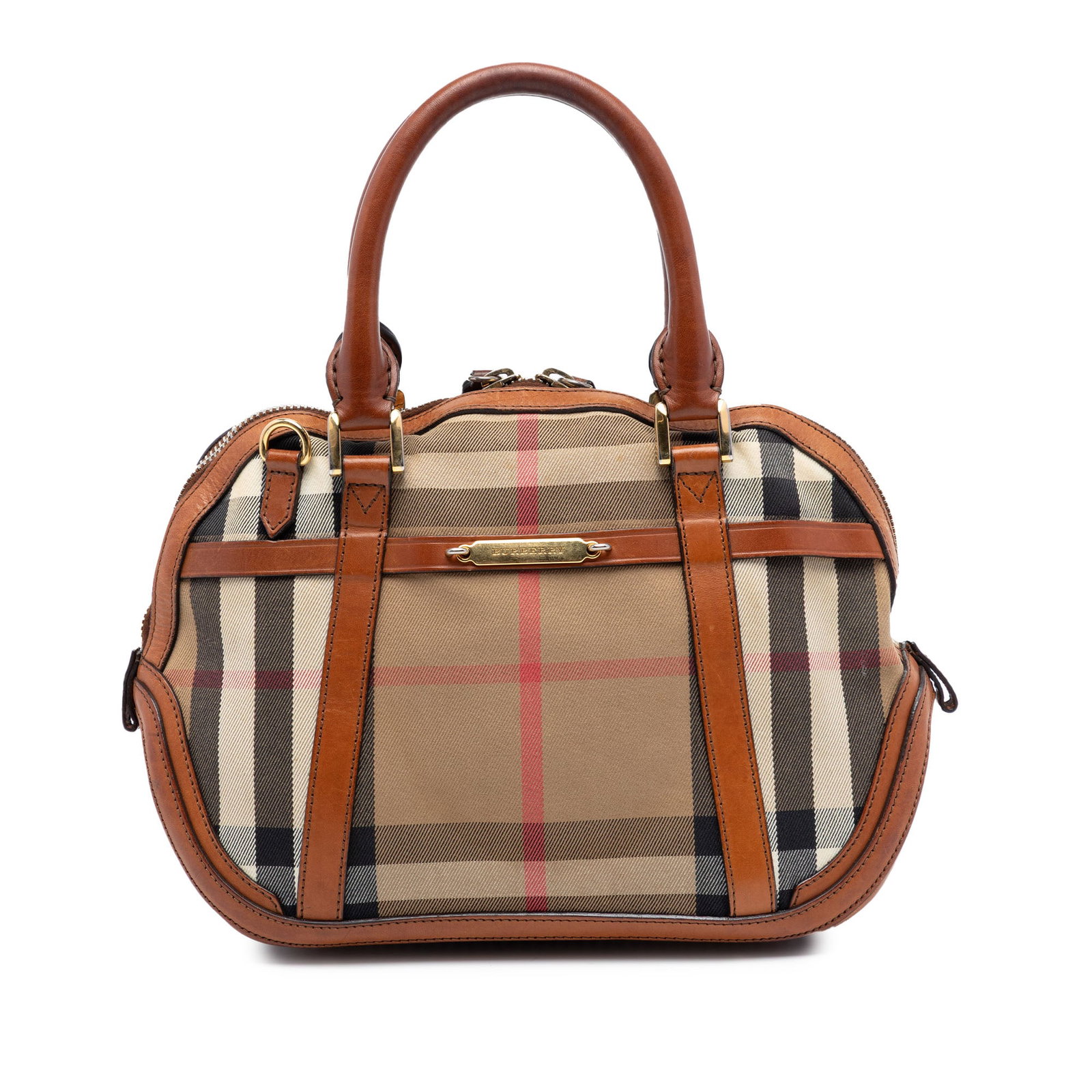 Burberry House Check Canvas Bridle Orchard Satchel Leather Trim Small (1 of 7)