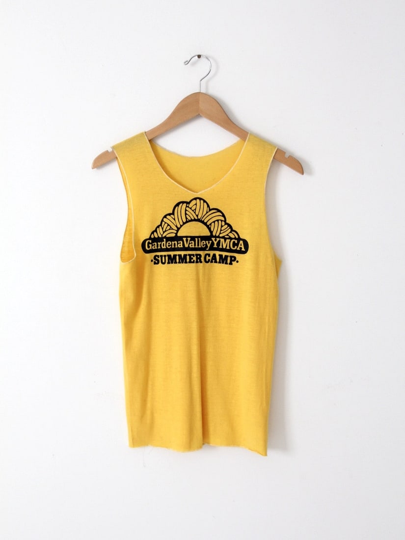 Vintage Yellow YMCA Summer Camp Graphic Tank Top (1 of 5)