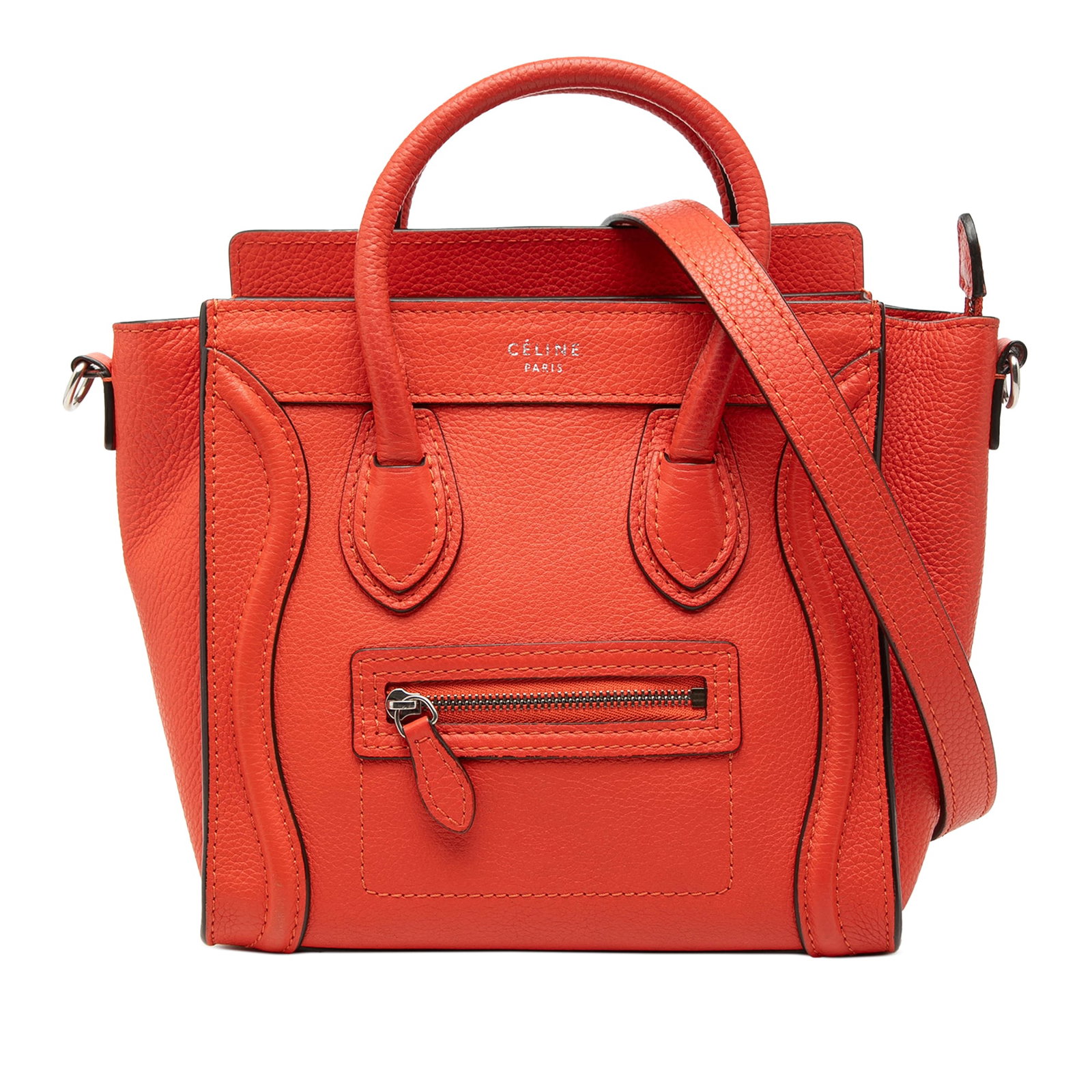 Celine Nano Luggage Tote Leather Bag Orange (1 of 7)