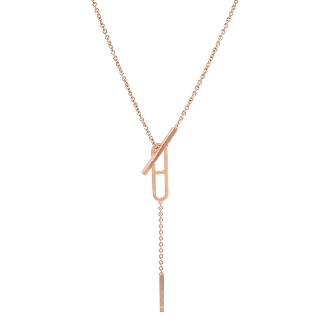 Hermes Chaine d'ancre 18K Rose Gold Necklace: Hermes Chaine d'ancre 18K Rose Gold Necklace Hermes Chaine d'ancre Necklace in 18K pink gold. The necklace is presented in very good AB condition and comes with a storage box. Specifications Brand Nam