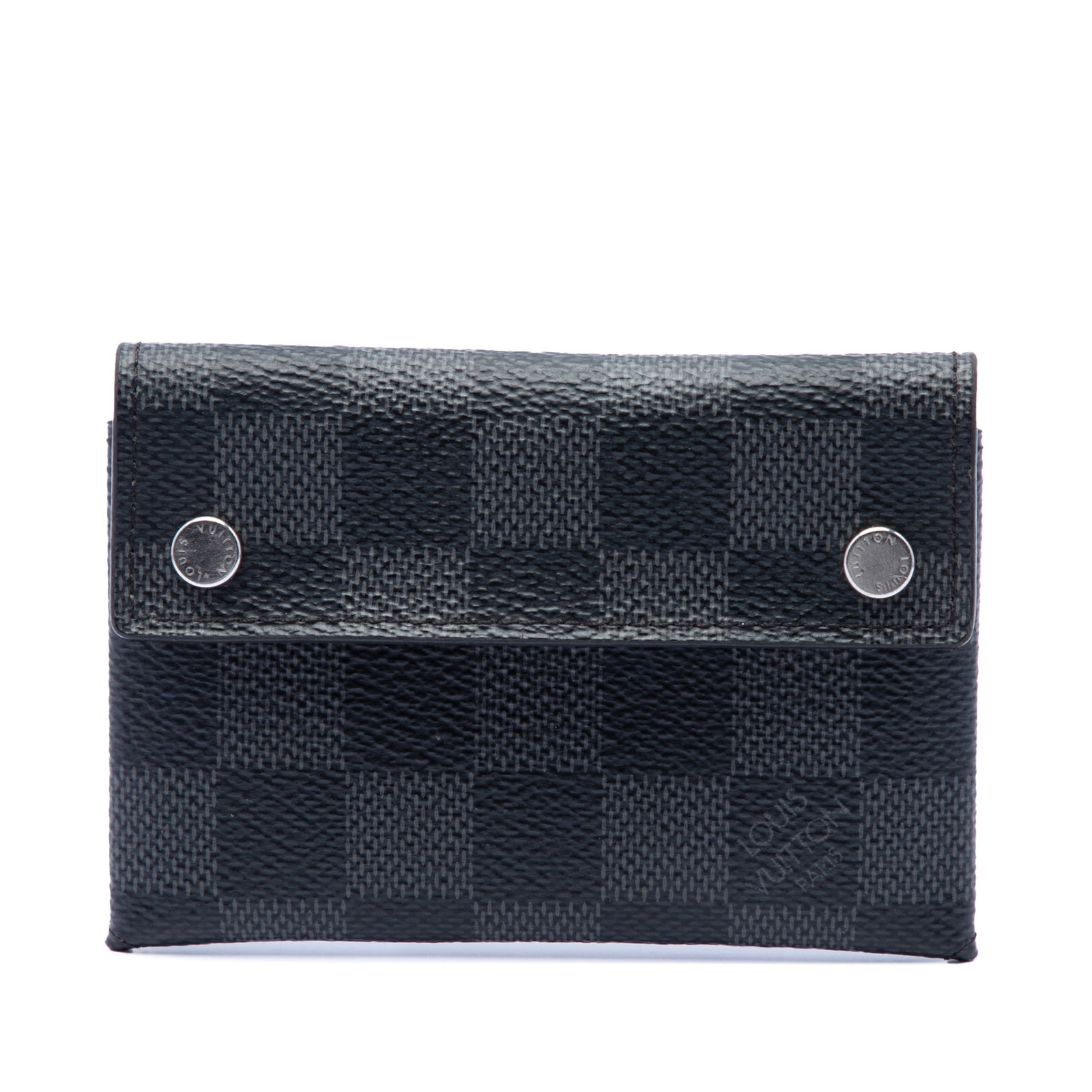 Louis Vuitton Compact Modulable Wallet in Damier Graphite Canvas: Louis Vuitton Compact Modulable Wallet in Damier Graphite Canvas Louis Vuitton Damier Graphite Compact Modulable Wallet with a damier graphite canvas body, front flap with snap button closures, and an