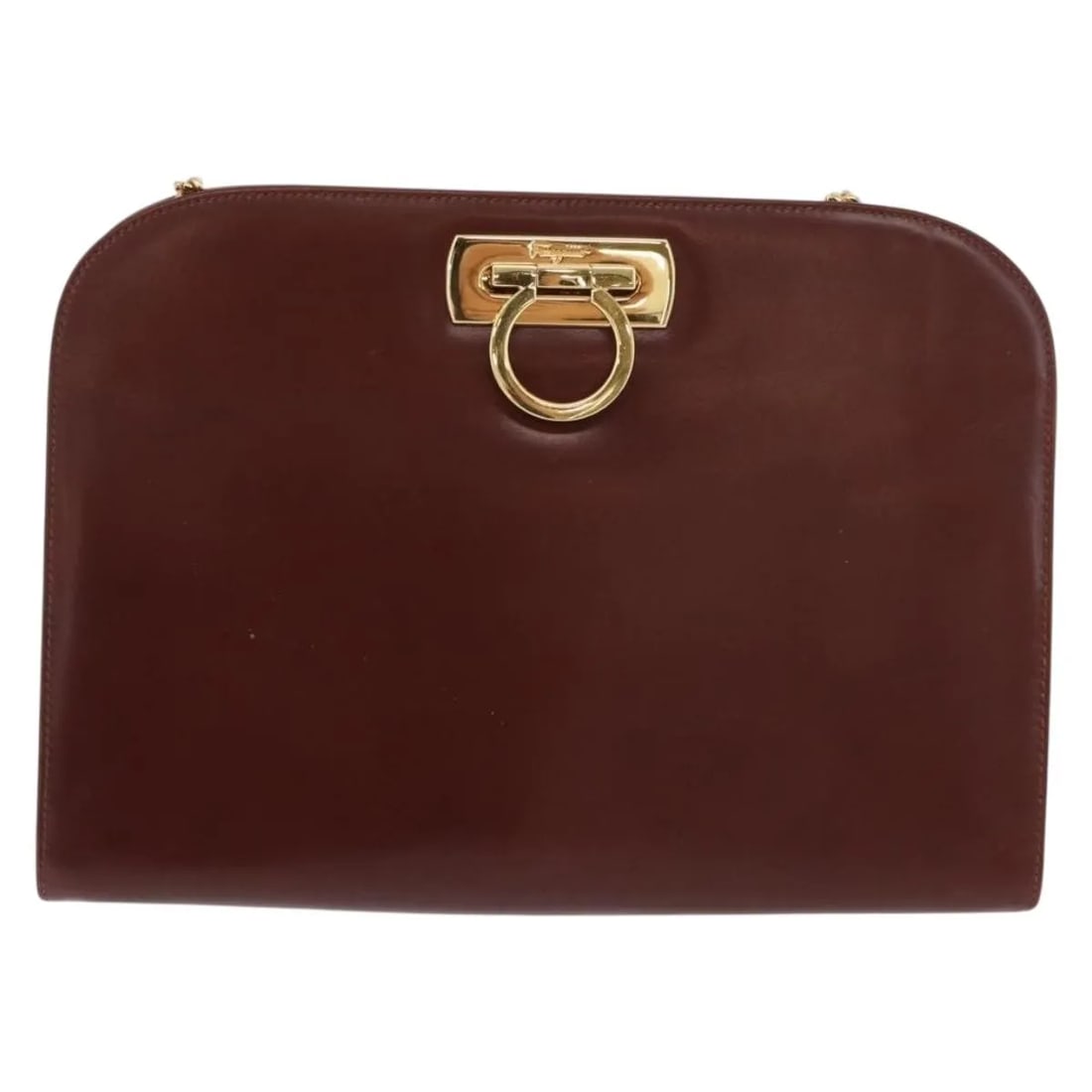 Brown Leather Shoulder Bag Salvatore Ferragamo Vintage Gancini Chain: Brown Leather Shoulder Bag Salvatore Ferragamo Vintage Gancini Chain Vintage Salvatore Ferragamo Gancini Chain bag in brown leather, made in Italy. It is a female style piece with fair vintage conditi