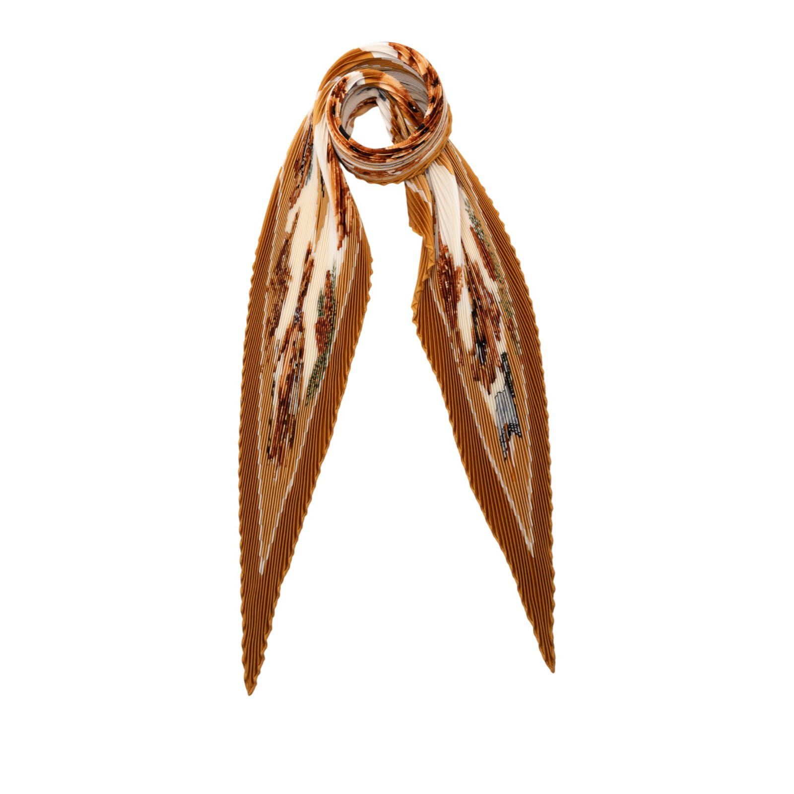 Hermes Pleated Silk Confidents Des Coeurs Square Scarf Brown France: Hermes Pleated Silk Confidents Des Coeurs Square Scarf Brown France This Hermes Confidents Des Coeurs pleated scarf features a distinctive print on 100% silk. The accessory is presented in a brown col