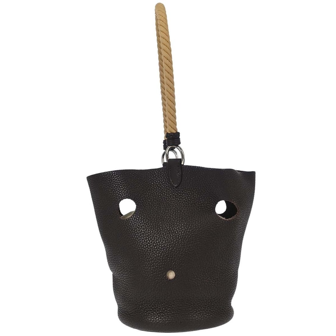 Hermes Mangeoire PM Ebene Taurillon Clemence Leather Tote Bag: Hermes Mangeoire PM Ebene Taurillon Clemence Leather Tote Bag Hermes Mangeoire PM handbag in brown leather with a top handle design. The bag is described as a medium-sized tote made in France and is i
