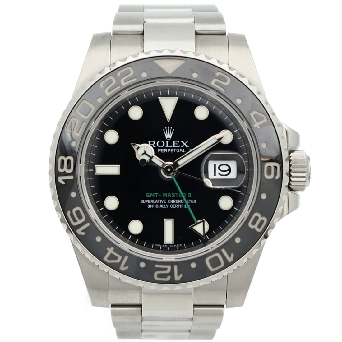 Stainless Steel Rolex 116710LN GMT-Master II Black Automatic Watch: Stainless Steel Rolex 116710LN GMT-Master II Black Automatic Watch ROLEX GMT-Master II Automatic Watch 116710LN in black with a stainless steel construction. This men's watch features automatic windin