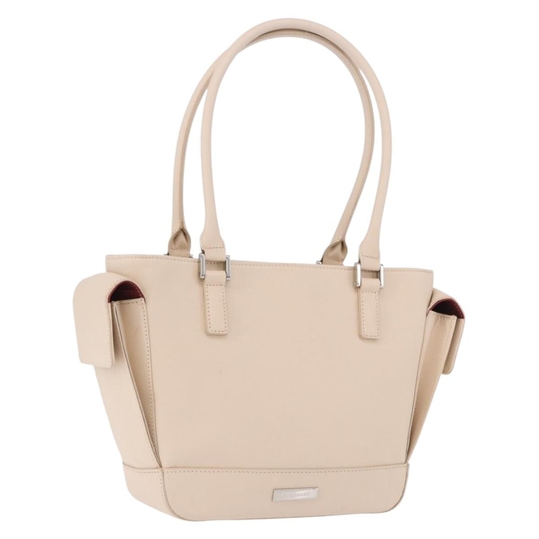 Burberry Beige Silver Leather Hand Bag for Women: Burberry Beige Silver Leather Hand Bag for Women Burberry women's hand bag in beige and silver leather, made in Italy. The bag measures approximately 21 cm x 21 cm x 9 cm (8.3 x 8.3 x 3.5 inches) with