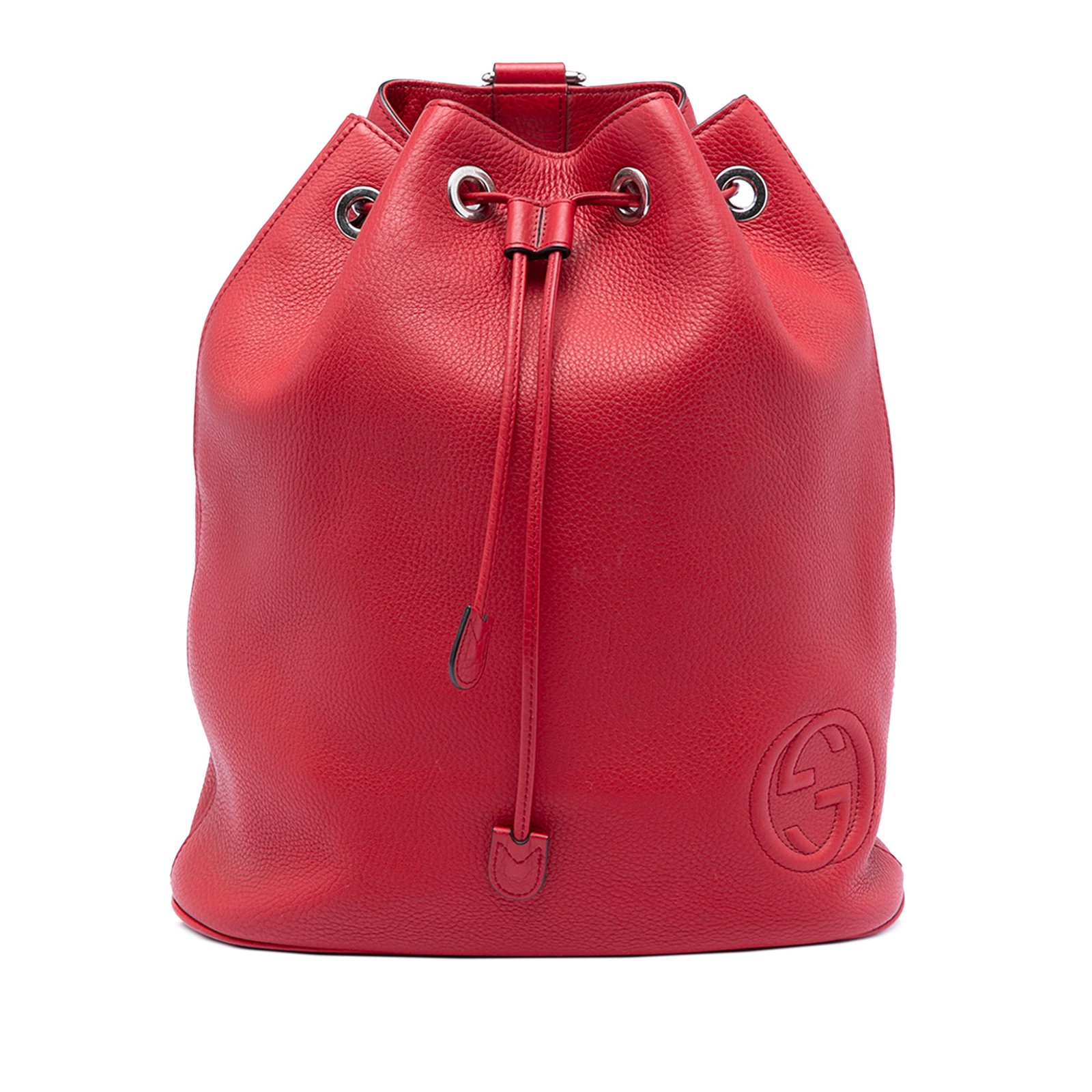 Gucci Soho Red Leather Small Drawstring Backpack with Adjustable Straps (1 of 7)