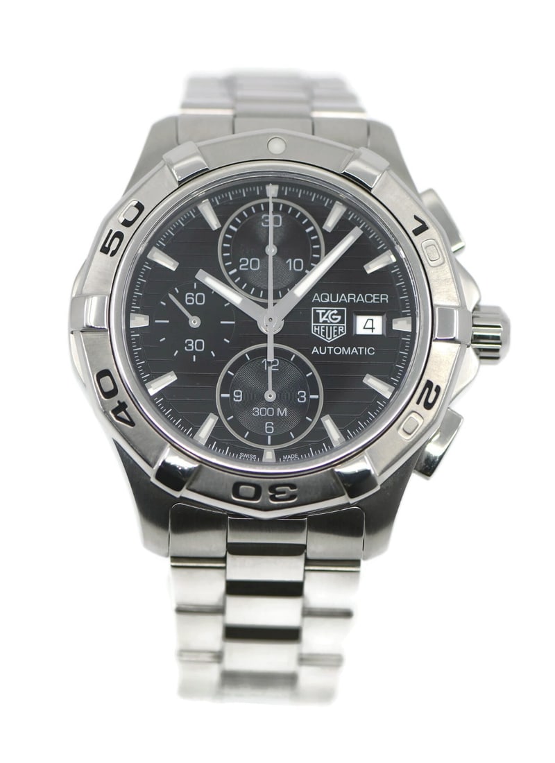 TAG Heuer Aquaracer CAP2110 Automatic Chronograph Steel Men's Watch: TAG Heuer Aquaracer CAP2110 Automatic Chronograph Steel Men's Watch This TAG Heuer Aquaracer Chronograph is a men's wristwatch crafted in stainless steel, featuring a 42mm round case and a unidirectio
