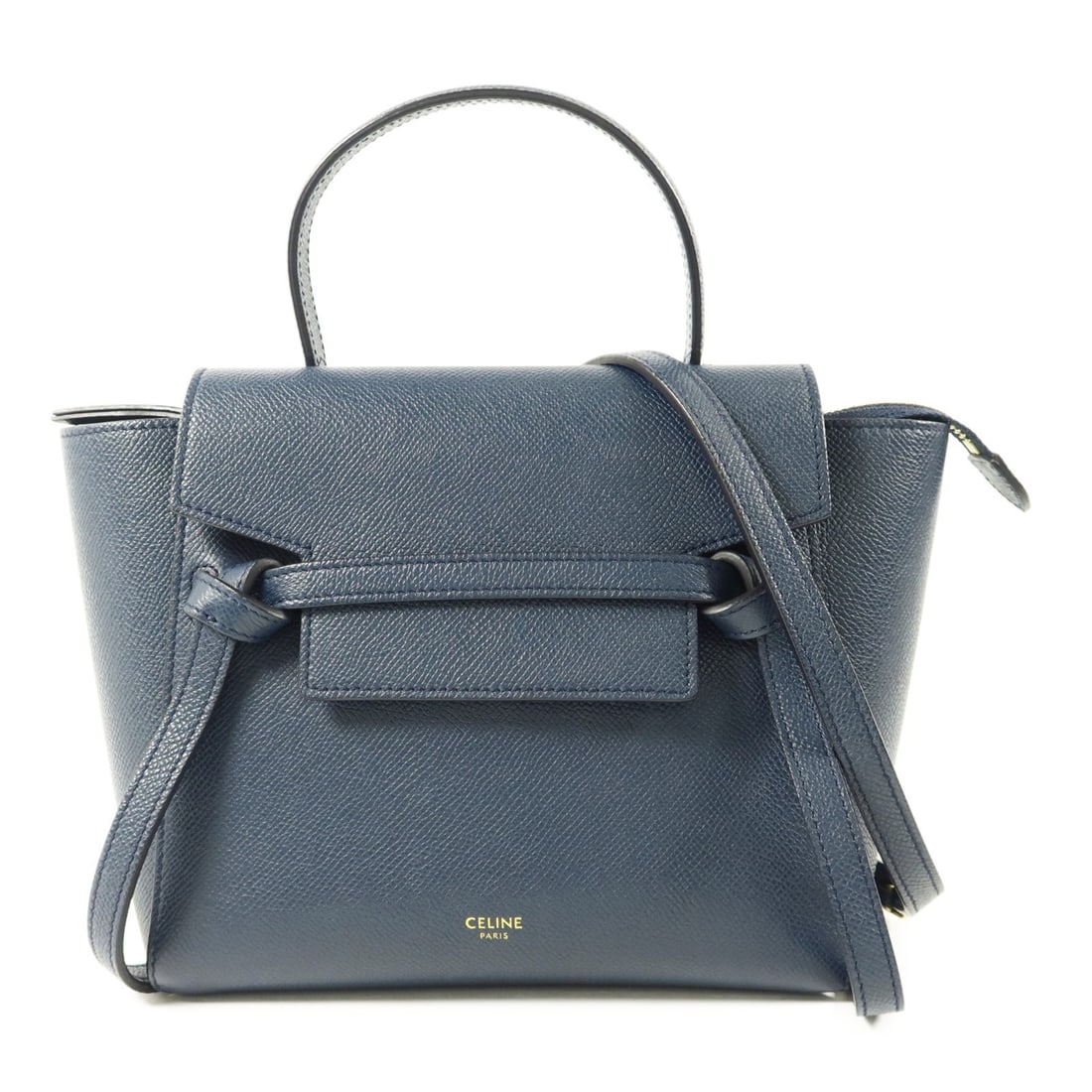 CELINE Mini Belt 2way Shoulder Bag Navy Calfskin S-AT-3138 S-SL-3168 (1 of 18)