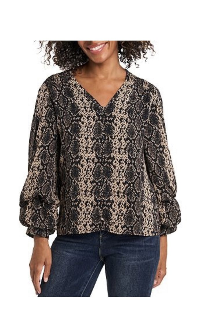 Vince Camuto XS Snake Print Balloon Sleeve Blouse (1 of 2)