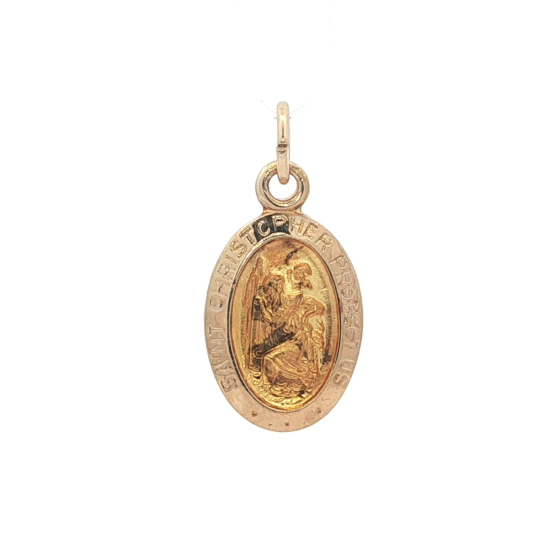 14k Yellow Gold Petite St. Christopher Medallion Charm Pendant: 14k Yellow Gold Petite St. Christopher Medallion Charm Pendant This exquisite St. Christopher medallion charm pendant is crafted from solid 14k yellow gold, showcasing a petite and dainty design perfe