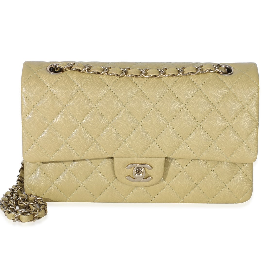 Chanel Medium Double Flap Olive Quilted Caviar Shoulder Bag (1 of 9)