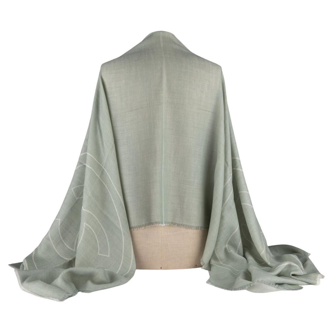 Chanel CC Logo Cashmere Shawl Scarf in Light Water Green (1 of 5)