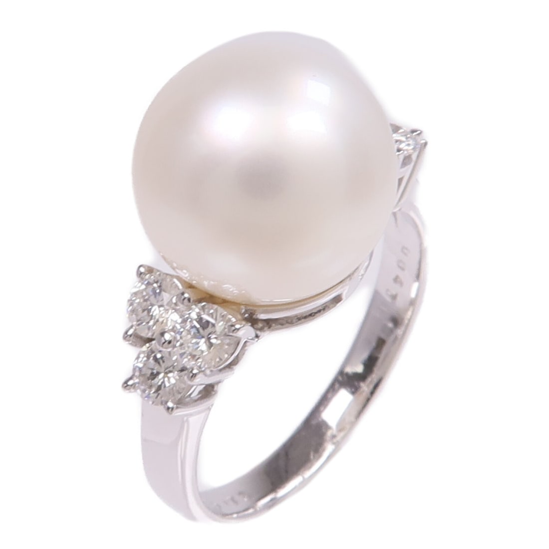 18K White Gold Pearl Diamond Ring Size 5.75 (1 of 8)