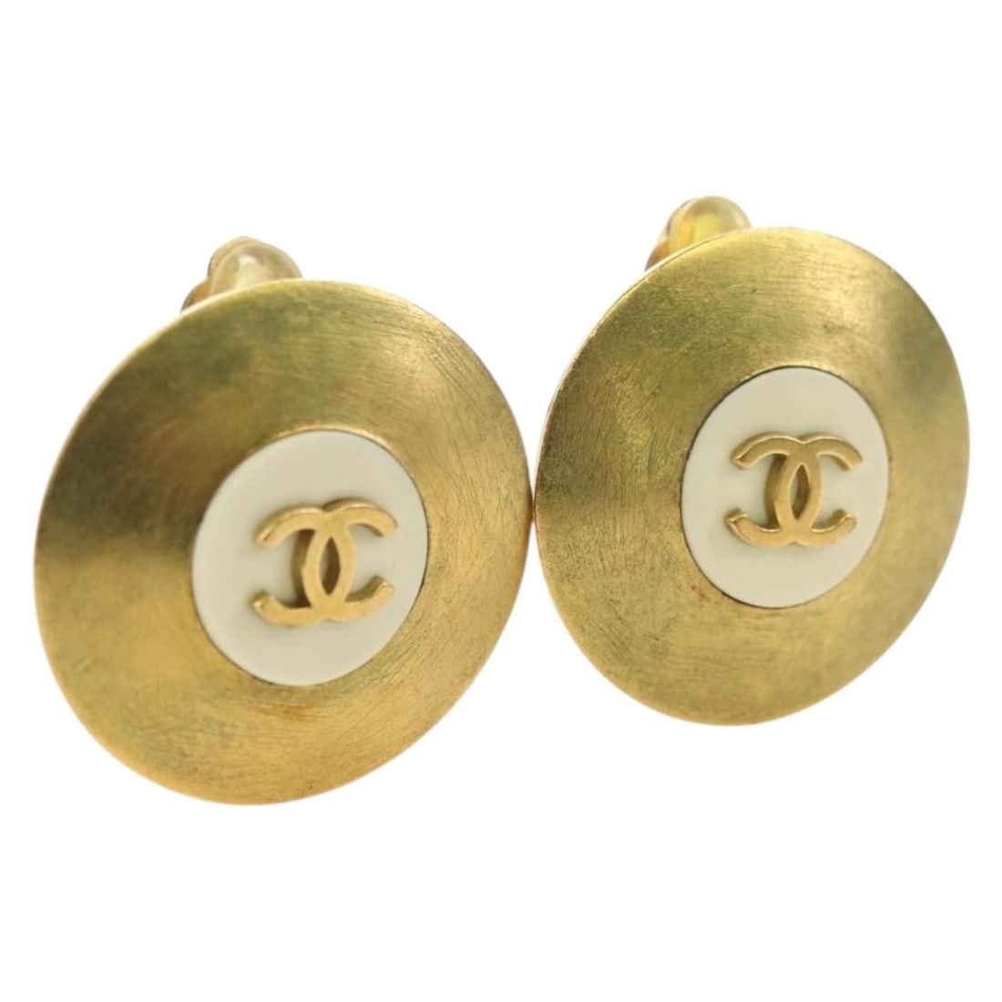 CHANEL Coco Mark Gold Tone Metal Earrings France: CHANEL Coco Mark Gold Tone Metal Earrings France CHANEL COCO Mark earring in gold tone metal, made in France. The item comes with its box and is described as size B condition with reasonable wear and 