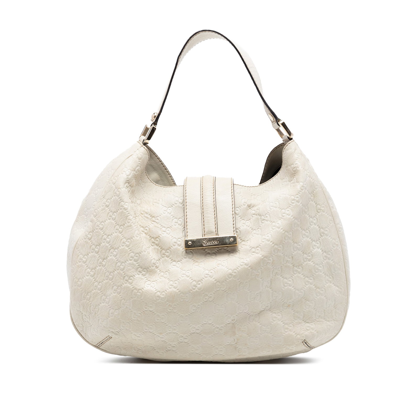 Gucci Guccissima Large Leather Hobo Bag White Made in Italy (1 of 6)