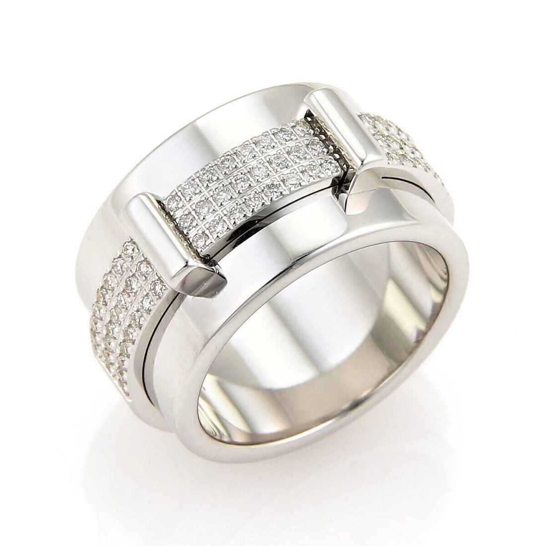 Asprey Keria 18k White Gold Diamond Spinner Band Ring Size 7: Asprey Keria 18k White Gold Diamond Spinner Band Ring Size 7 A pre-owned Asprey Keria spinning ring crafted in 18k white gold with a band style design. It features diamonds totaling approximately 0.50