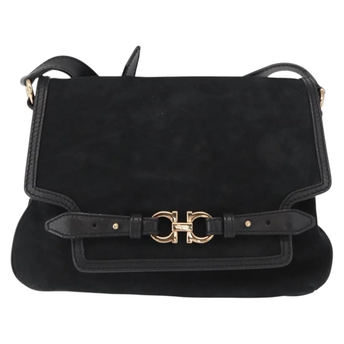 Black suede handbag Salvatore Ferragamo Gancini (1 of 18)