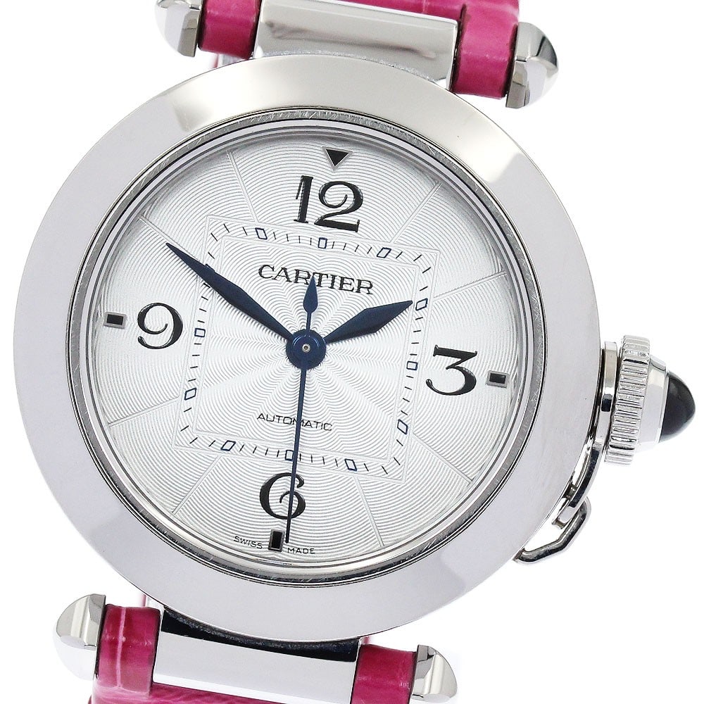 Cartier Pasha De Cartier WSPA0012 Automatic SS Wristwatch 35mm: Cartier Pasha De Cartier WSPA0012 Automatic SS Wristwatch 35mm Cartier Pasha De Cartier wristwatch, model WSPA0012, with an automatic movement and stainless steel case. It features a silver dial, leat