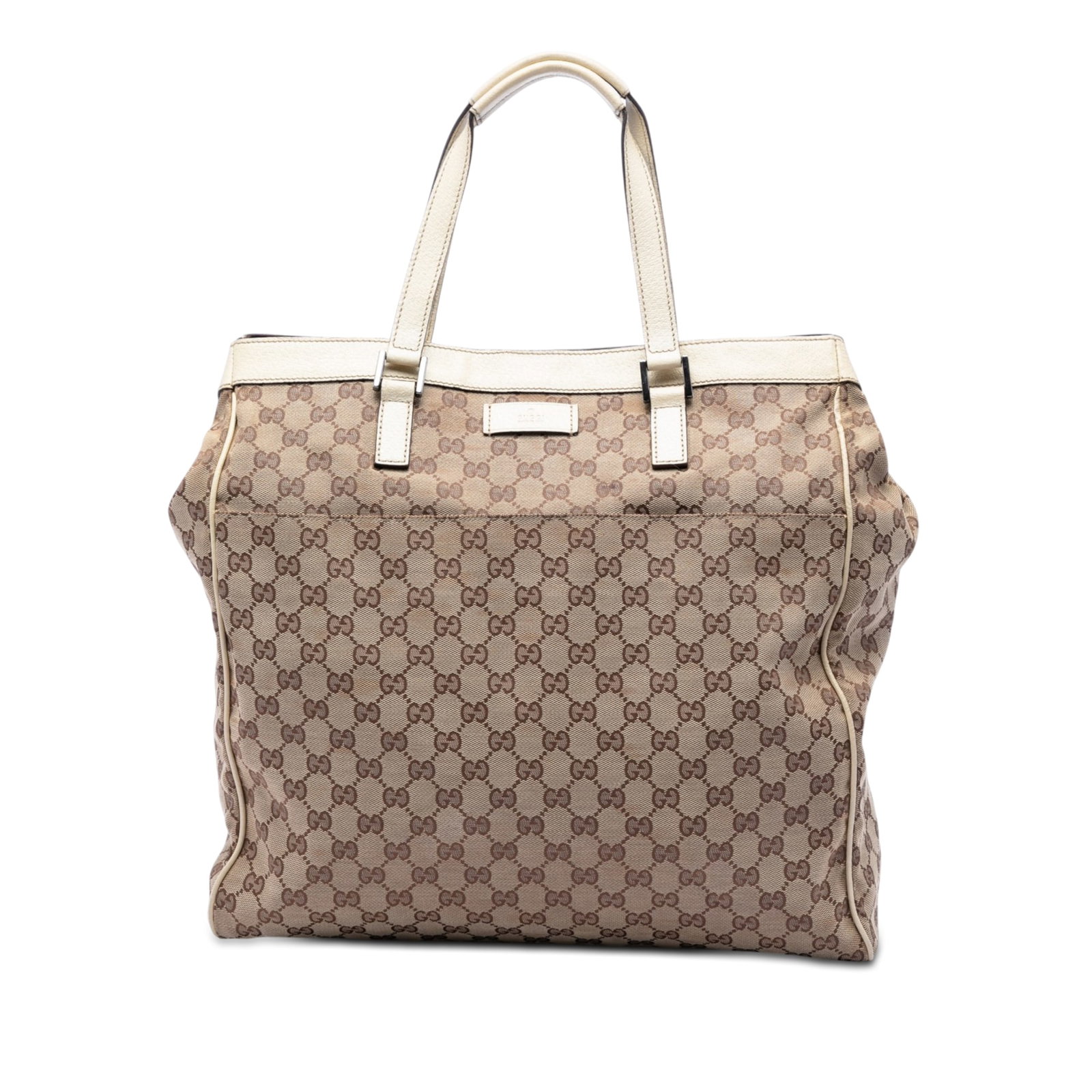 Gucci GG Canvas Tote Bag Beige Fabric and Leather Trim (1 of 5)