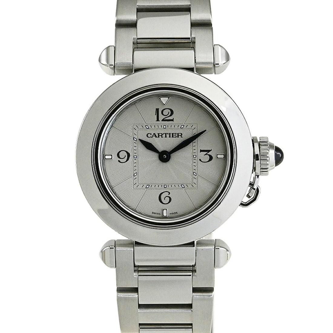 Cartier WSPA0021 Pasha De Cartier 30mm Quartz Steel Watch Silver Dial: Cartier WSPA0021 Pasha De Cartier 30mm Quartz Steel Watch Silver Dial This pre-owned Cartier Pasha De Cartier wristwatch is a 30mm quartz model in stainless steel with an opaline silver dial. It featu