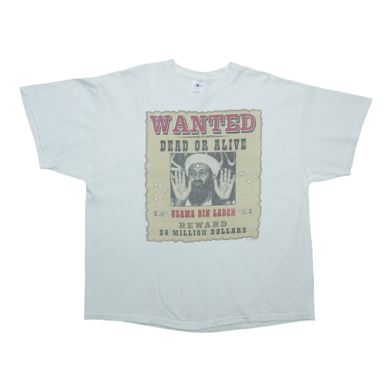 Vintage 2001 White Cotton Osama Bin Laden Graphic Tee XXL (1 of 7)