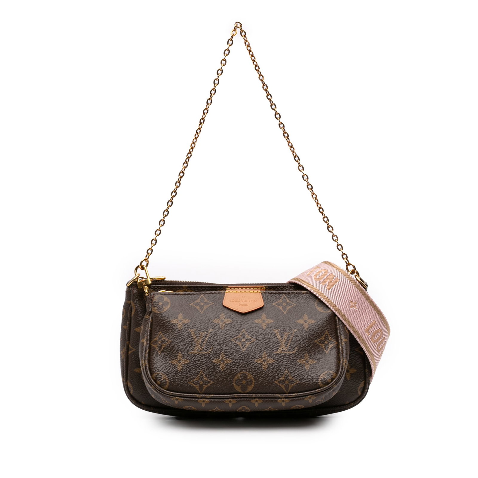 Louis Vuitton Multi Pochette Monogram Canvas Crossbody Bag with Coin Pouch: Louis Vuitton Multi Pochette Monogram Canvas Crossbody Bag with Coin Pouch The Louis Vuitton Multi Pochette Accessoires is crafted from monogram canvas and features a detachable chain link strap and a