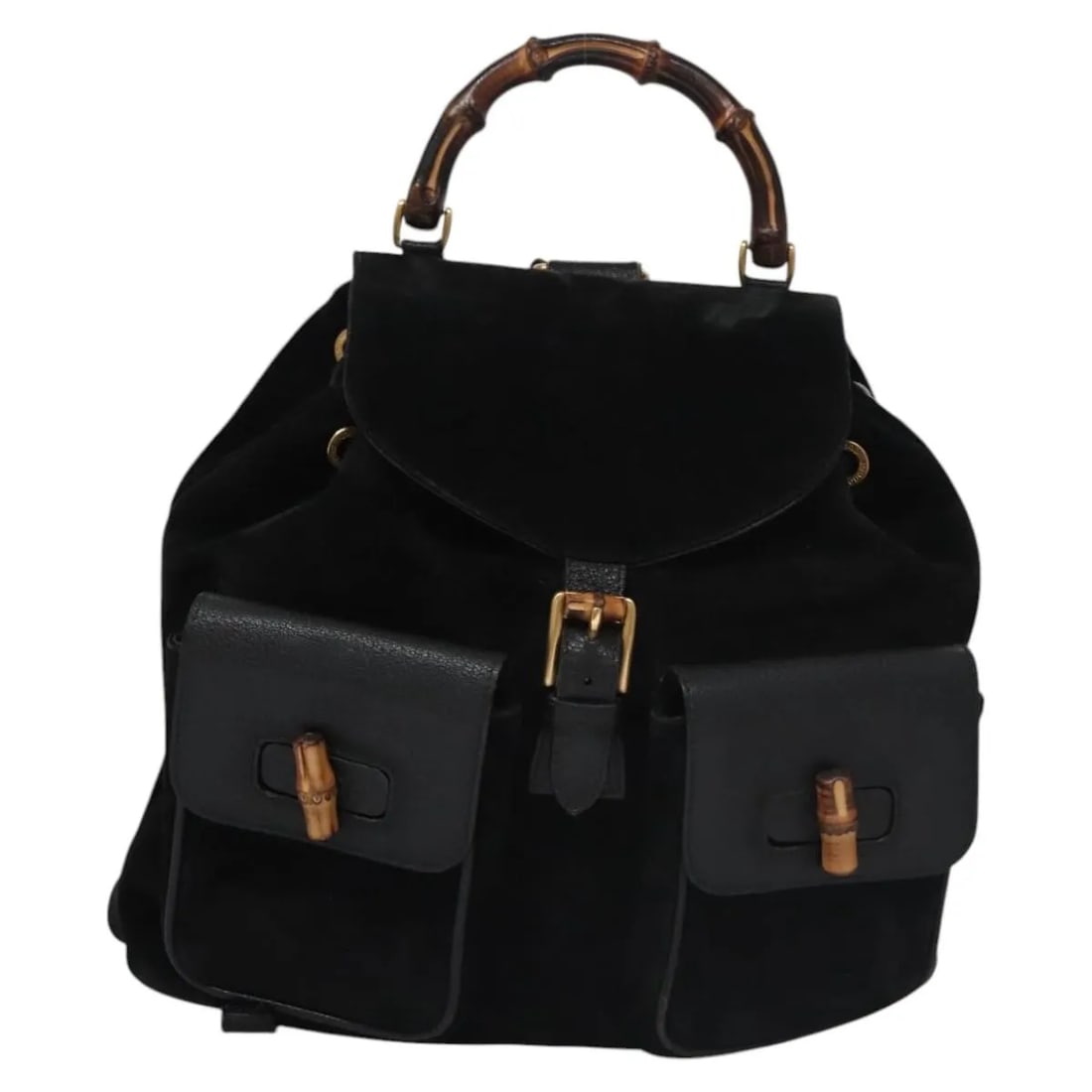 Gucci Vintage Bamboo black suede backpack (1 of 18)
