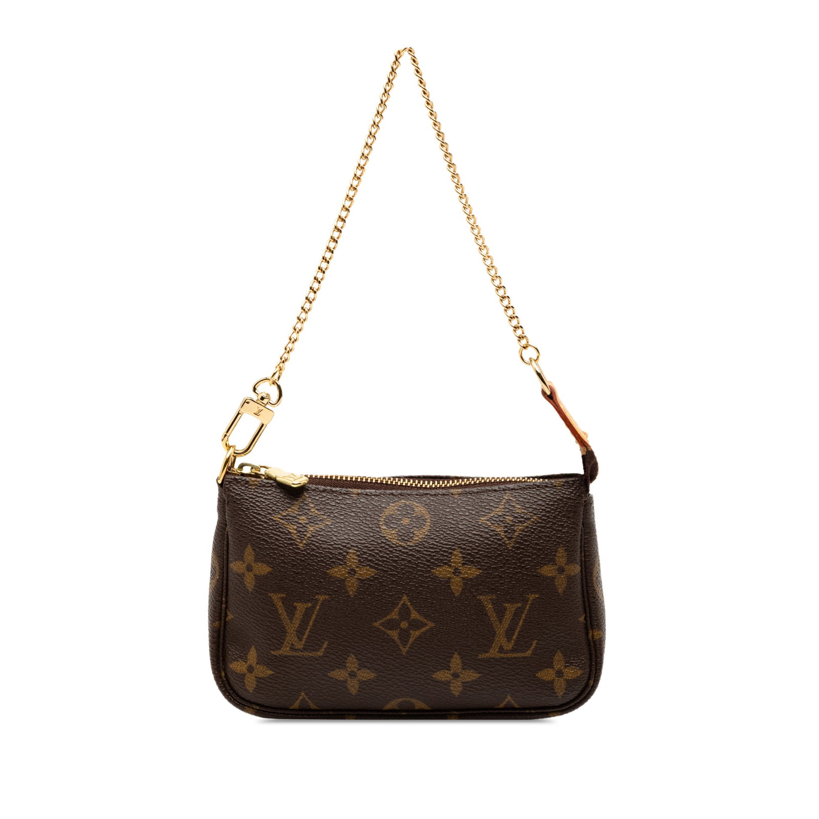 Louis Vuitton Mini Monogram Canvas Pouch with Gold Chain Strap (1 of 8)