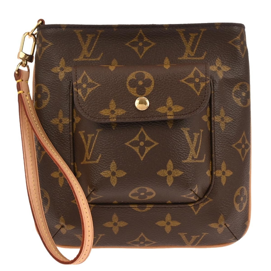 Louis Vuitton Partition Mini Monogram Wristlet Pouch Brown M51901: Louis Vuitton Partition Mini Monogram Wristlet Pouch Brown M51901 Louis Vuitton Partition pouch in Monogram canvas and leather with a zip closure and wrist strap. This mini unisex bag features a brown