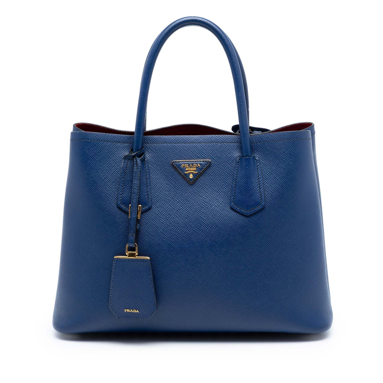 Prada blue saffiano leather satchel with rolled handles (1 of 6)