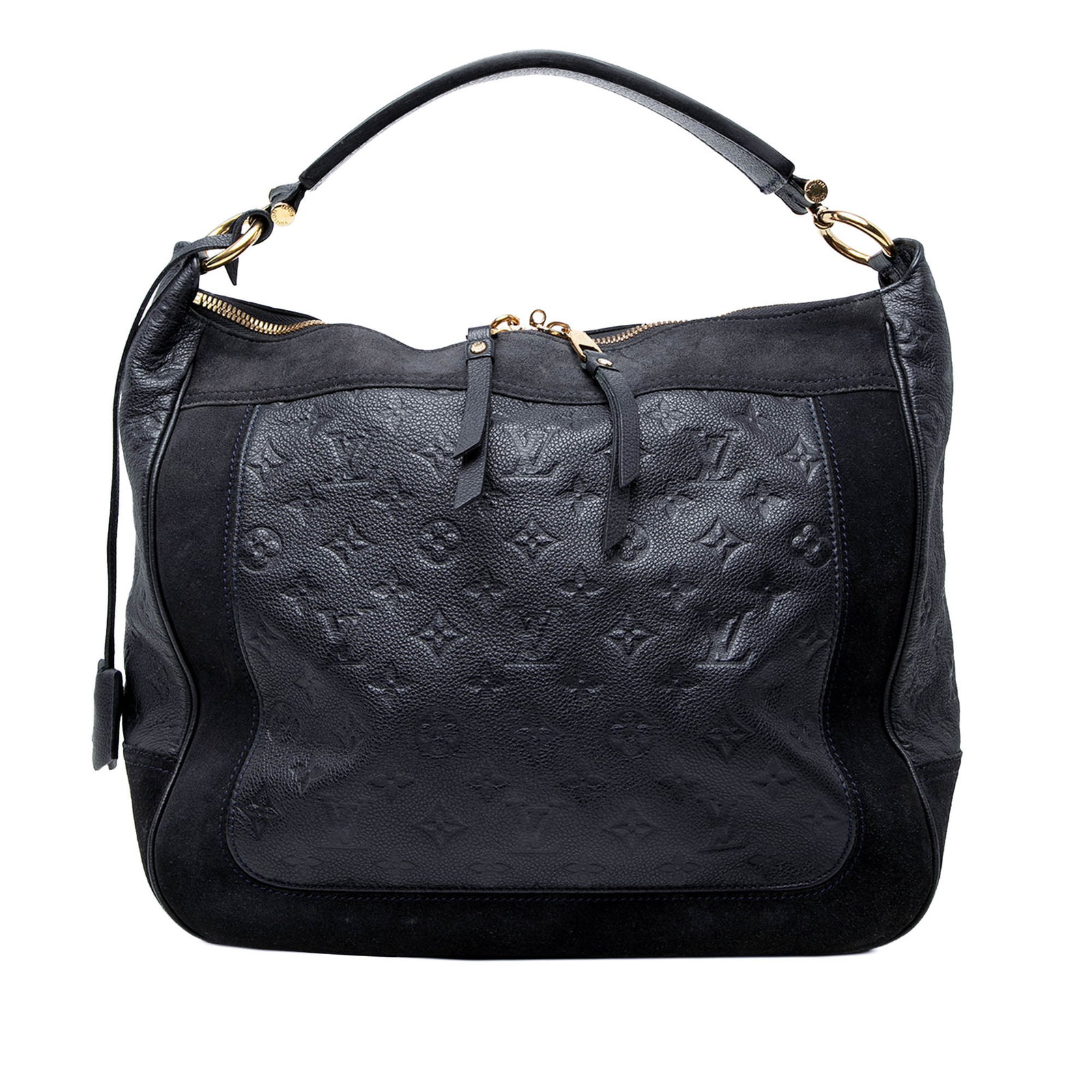 Louis Vuitton Audacieuse MM Monogram Empreinte Leather Handbag Blue: Louis Vuitton Audacieuse MM Monogram Empreinte Leather Handbag Blue Louis Vuitton Monogram Empreinte Audacieuse MM handbag crafted in blue leather. This bag features a suede leather body, a flat top h