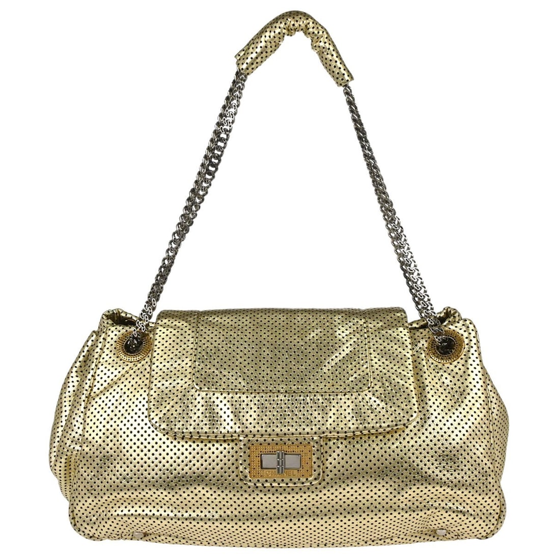 CHANEL Mademoiselle Lock Accordion Flap Shoulder Bag Gold Lambskin (1 of 15)