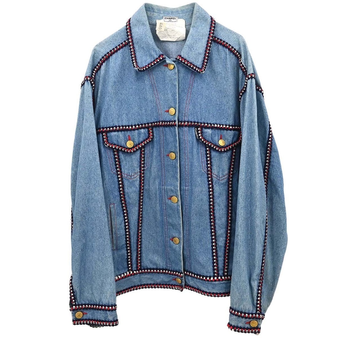 Vintage Chanel Blue Cotton Denim Jacket Womens Size 40 France (1 of 16)