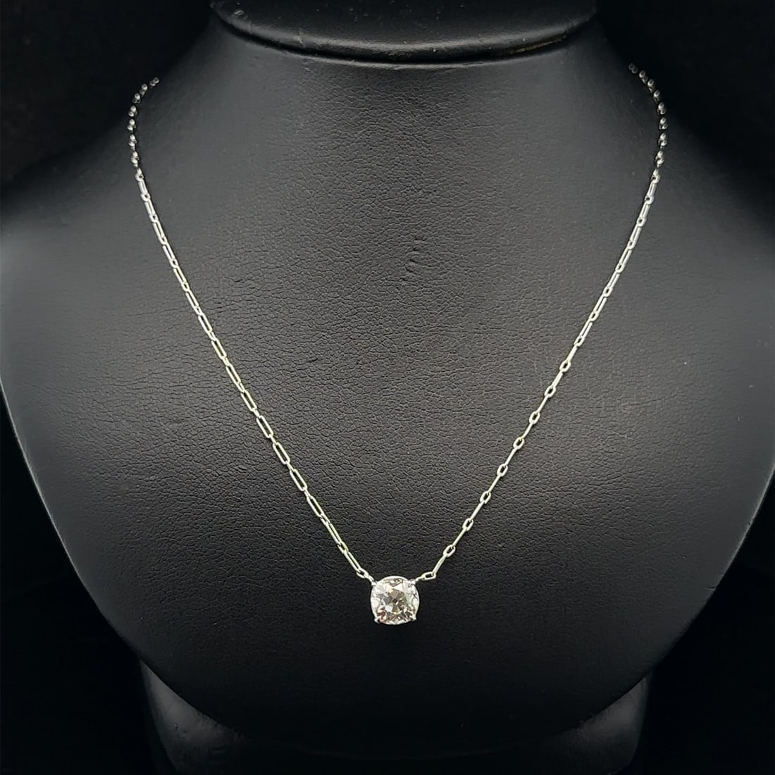 Antique Platinum GIA Certified 1.20ct Old Mine Diamond Pendant Necklace (1 of 12)