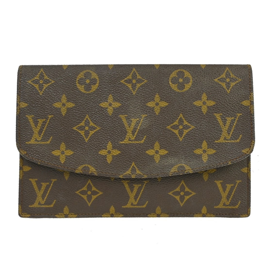 Louis Vuitton M51935 Pochette Rabat 20 Monogram Clutch: Louis Vuitton M51935 Pochette Rabat 20 Monogram Clutch Vintage Louis Vuitton Monogram Pochette Rabat 20 clutch bag in brown monogram canvas with a snap closure and one interior zipper pocket. The bag 