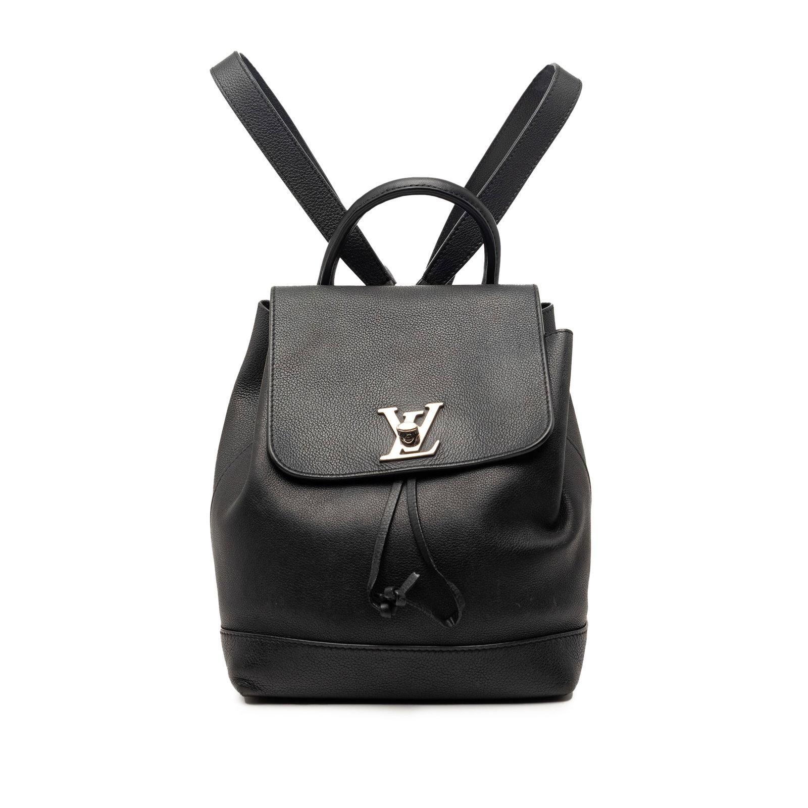 Louis Vuitton Lockme Taurillon leather backpack black: Louis Vuitton Lockme Taurillon leather backpack black This Louis Vuitton Taurillon Lockme Backpack is crafted from black leather and features a flat top handle, adjustable flat back straps, a top flap