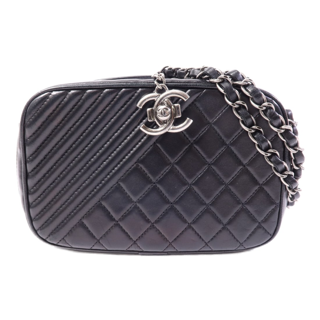 CHANEL Coco Boy Camera Shoulder Bag Black Calfskin with CC SHW: CHANEL Coco Boy Camera Shoulder Bag Black Calfskin with CC SHW CHANEL Coco Boy Camera Bag chain shoulder bag in black calfskin leather. This women's regular-size shoulder bag is made in France and fea