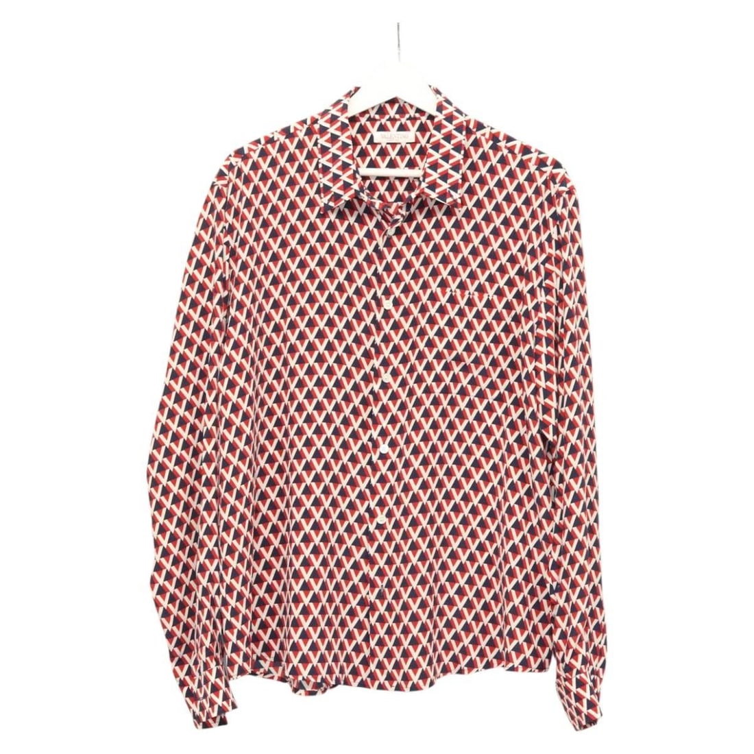 VALENTINO Silk Long Sleeve T Shirt Red Navy Italy: VALENTINO Silk Long Sleeve T Shirt Red Navy Italy A Valentino long-sleeved T-shirt in red and navy silk, made in Italy. The item is listed in very good AB condition with slight rubbing on the outside,