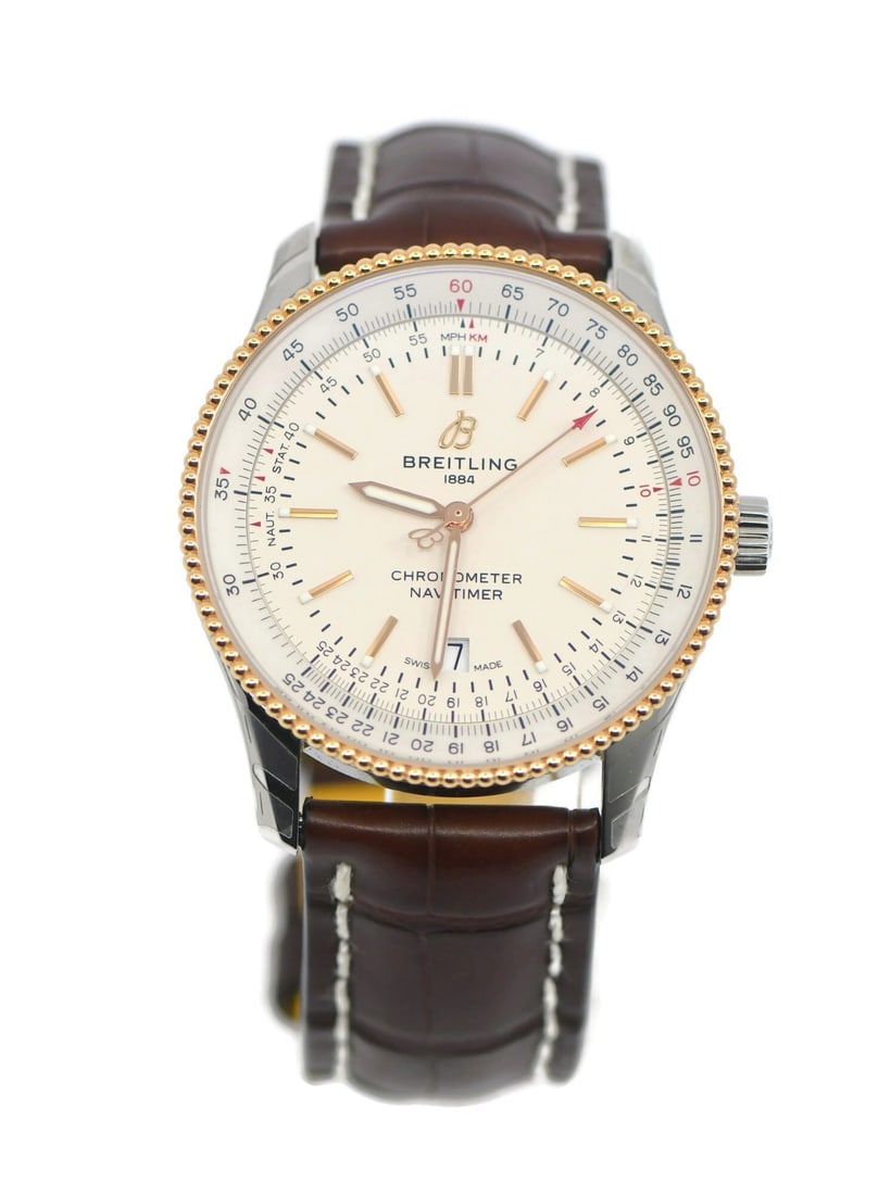 Breitling U17326 Navitimer men's automatic wristwatch box papers: Breitling U17326 Navitimer men's automatic wristwatch box papers Pre-owned Breitling Navitimer wristwatch with a mechanical automatic movement and a polished round stainless steel case. This men's wat