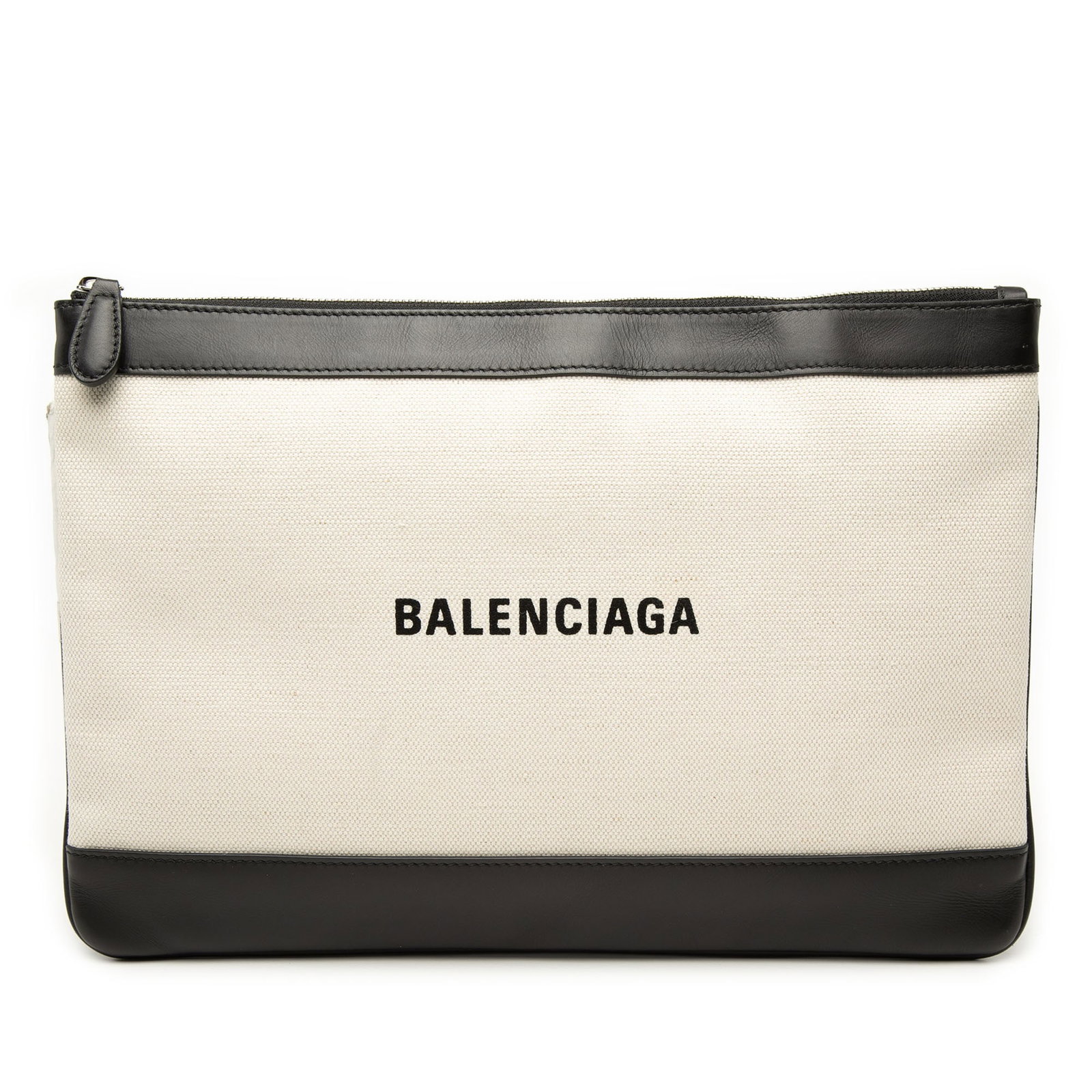 Balenciaga Navy Clip M Canvas Clutch with Leather Trim (1 of 7)