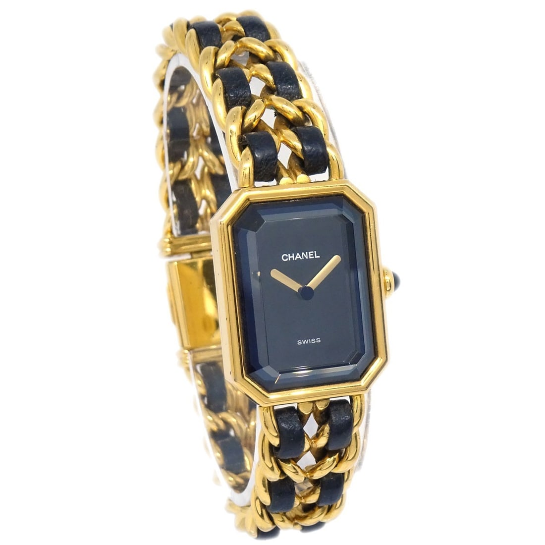 CHANEL Premiere Women's Quartz Wristwatch Gold Plated Black Dial Swiss Made (1 of 10)