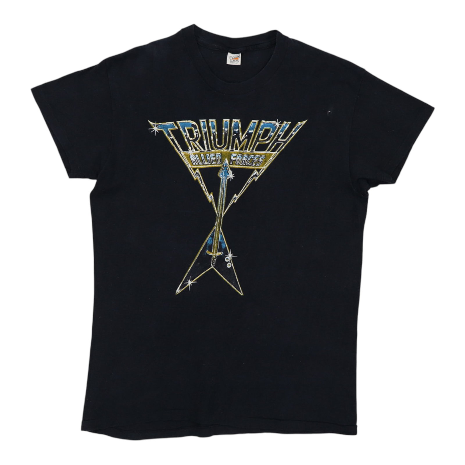 Vintage 1981 Allied Forces Tour Triumph Band T Shirt Large White 50 50 (1 of 8)