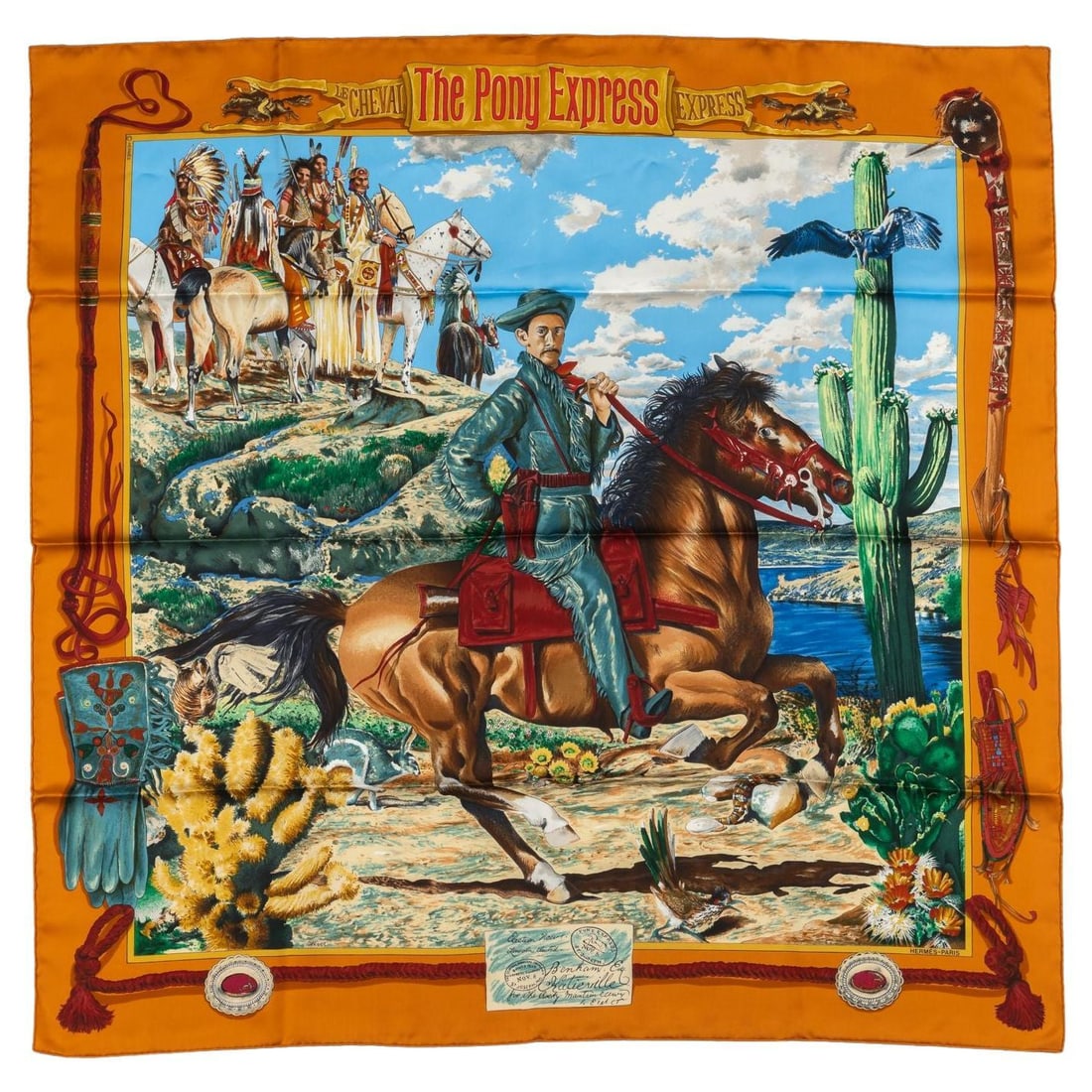 Hermes Pony Express silk scarf with box (1 of 7)